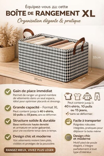 Boîte de Rangement XL pour Vêtements
