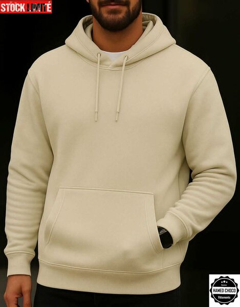 Sweat à capuche beige homme