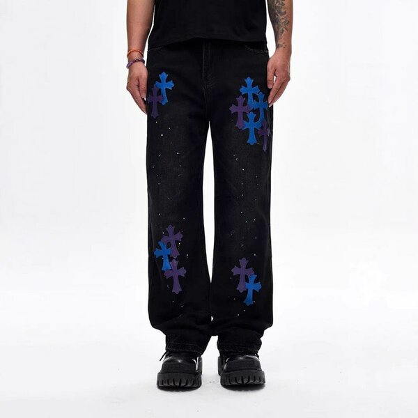 Jean homme noir motif croix