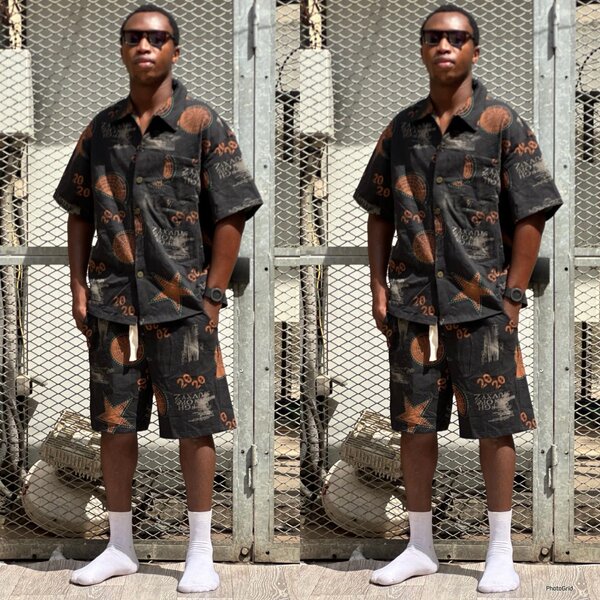 Ensemble chic en lin imprimé