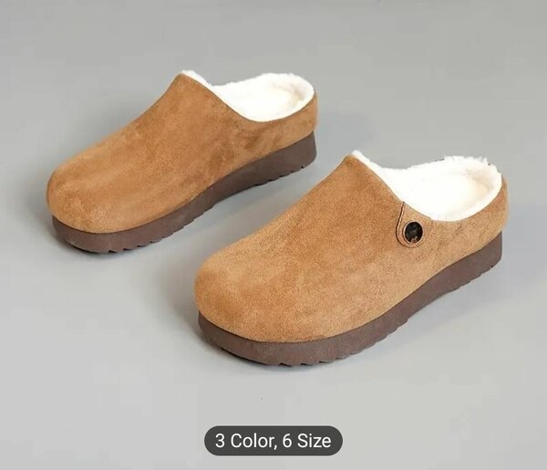 Casual Solid Color Flannel-Lined Slip-On Slippers for Women