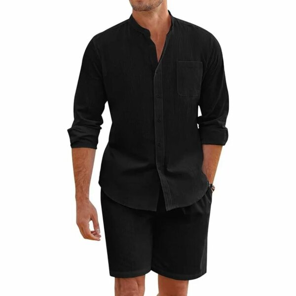 Chemise et Short Noir Homme Élégant