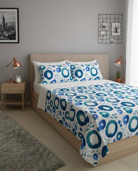 Parure de lit motifs bleus