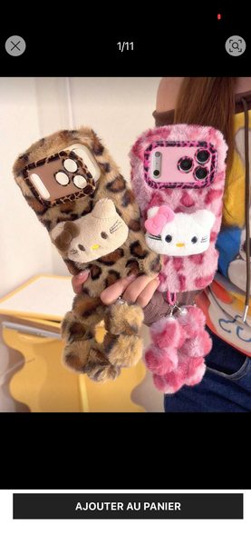Étui Hello Kitty en peluche pour téléphone