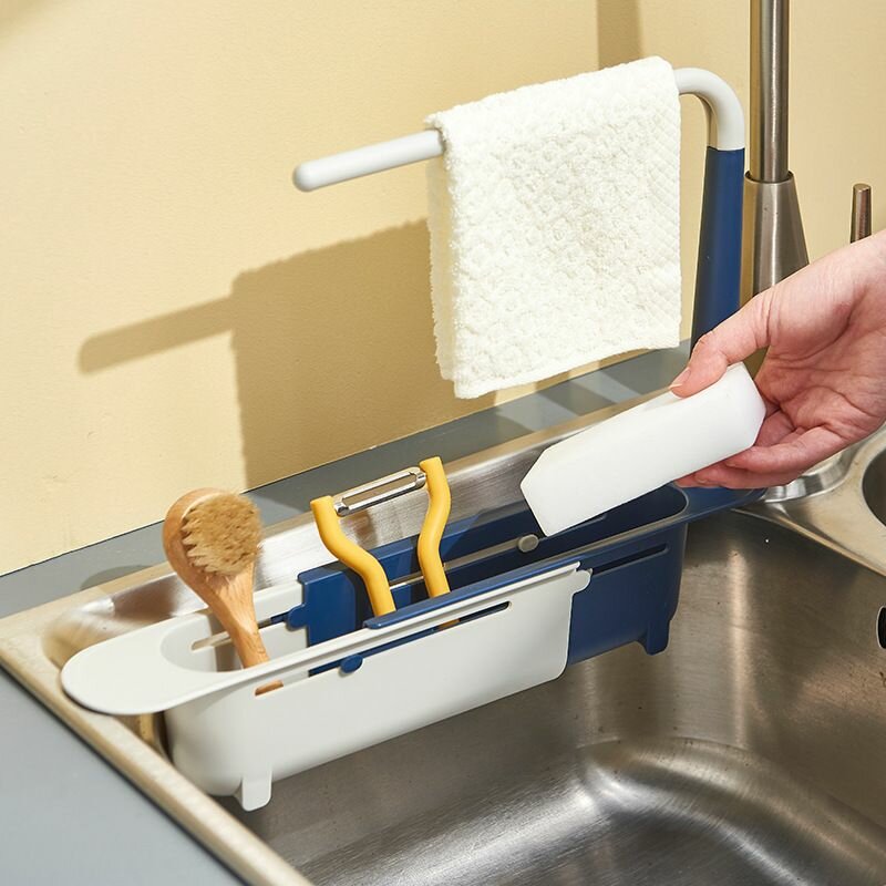 Adjustable plastic sink rack