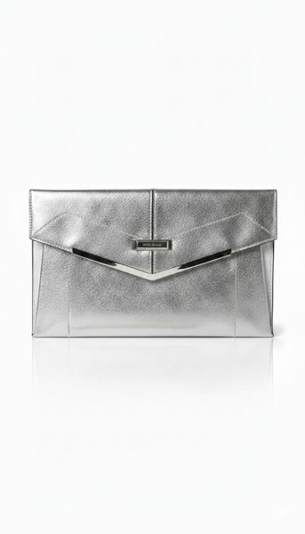 Pochette en Cuir Argentée Élégante