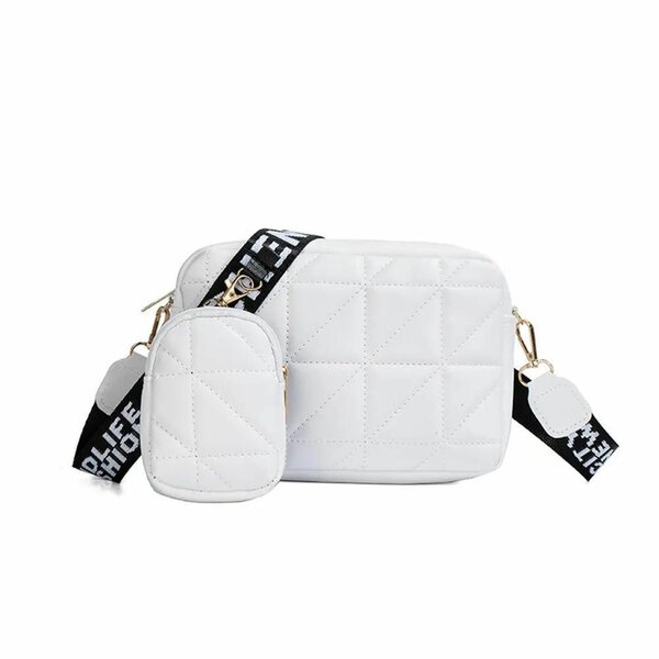 Girl's White PU Leather Embroidered Crossbody bag