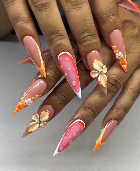 Ongles Acryliques Art Floral