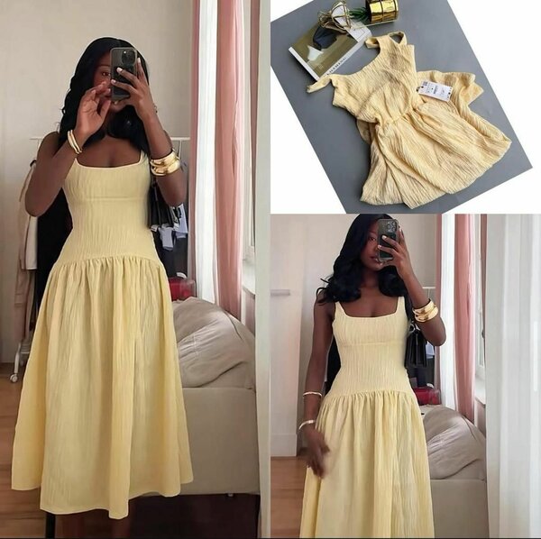 Robe Longue Jaune Élégante