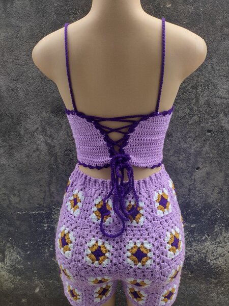 Ensemble crochet violet pour femme
