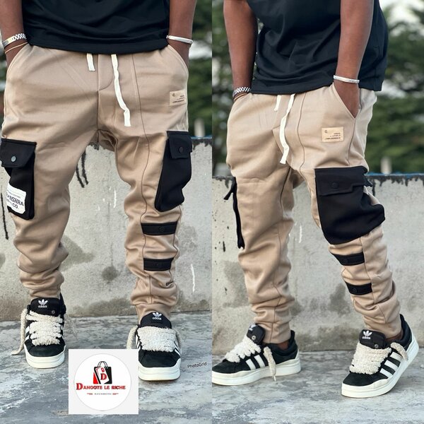 Pantalon cargo beige homme tendance