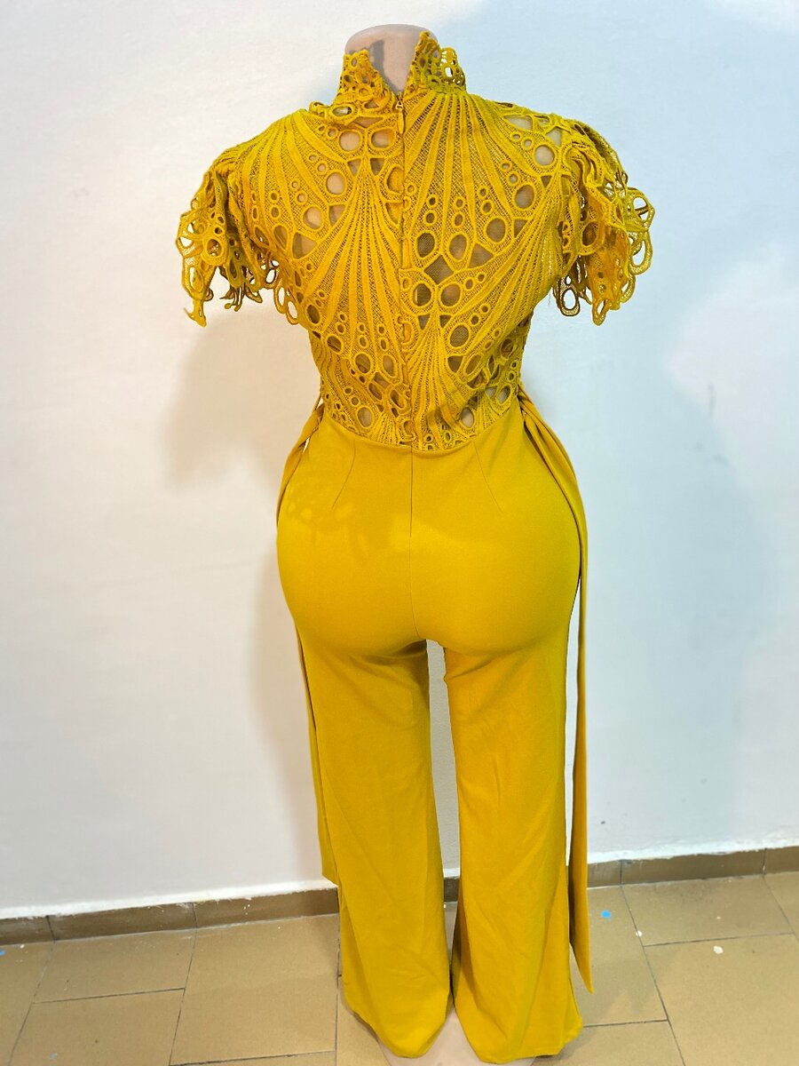 Combinaison Dentelle Jaune Femme