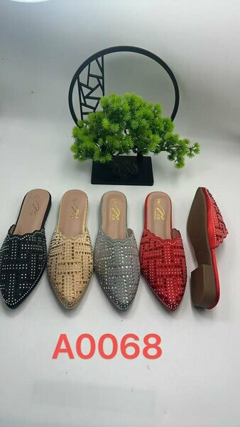Mules plates femme A0068 strass style chic
