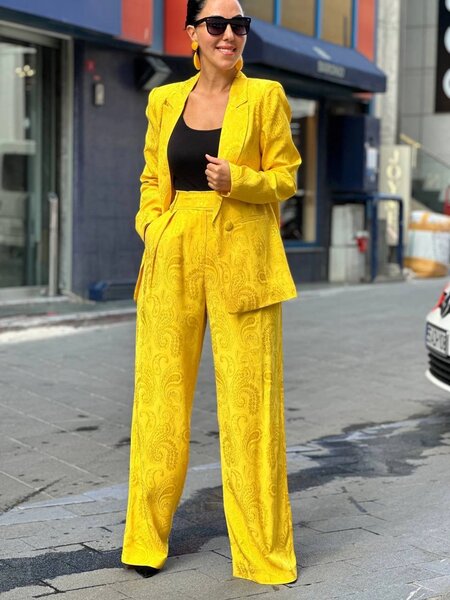 BLAZER jacket palazzo set suit