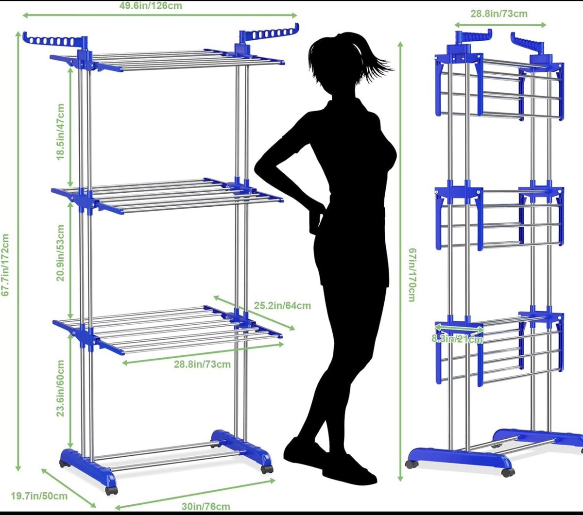 Séchoir Linge Multifonctions à 3 Niveaux Pour Sécher Les Vêt