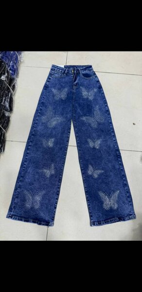 Jean large papillon denim