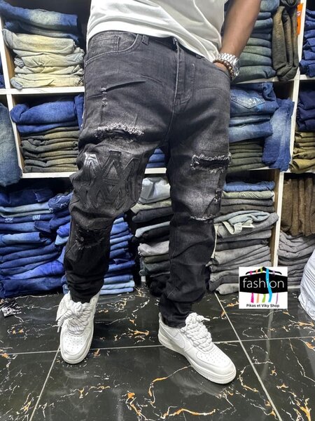 Jean déchiré noir homme