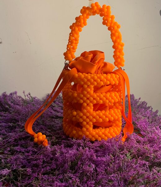 Sac à main perles orange