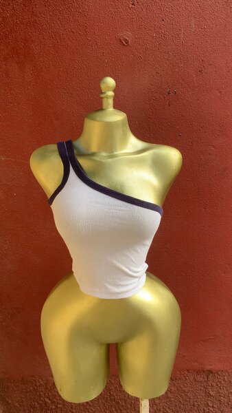 Body blanc asymétrique femme