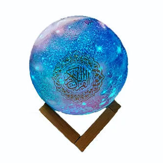 3D Galaxy Moon Lamp - Rechargeable Night Lamp RGB Colors with Wooden Stand, Remote & Touch Control