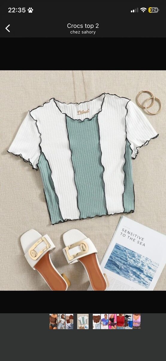 T-shirt côtelé colorblock