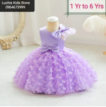 Girls' Princess,Purple,Sleevless dress with bow belt and Butterflies 