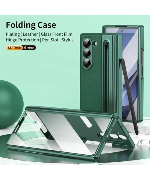 Coque pliable en cuir verte