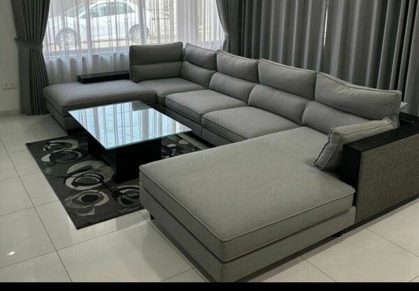 Canapé d'angle moderne gris