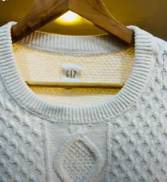 Men's white knitted sweater