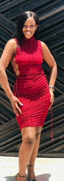 Red stretch dress, lacing on the sides