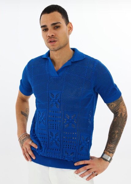 Polo en Tricot Ajouré Homme