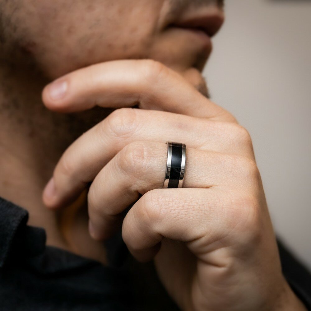 Bague argenté noir