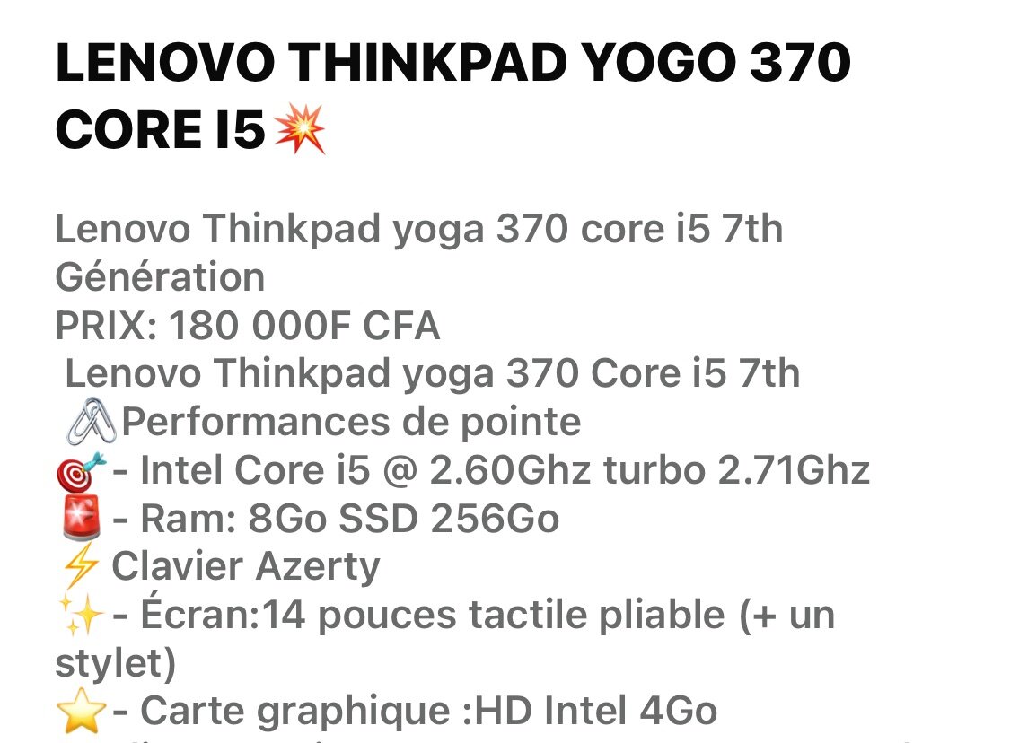 ThinkPad Yoga 370 i5 7ème Gen
