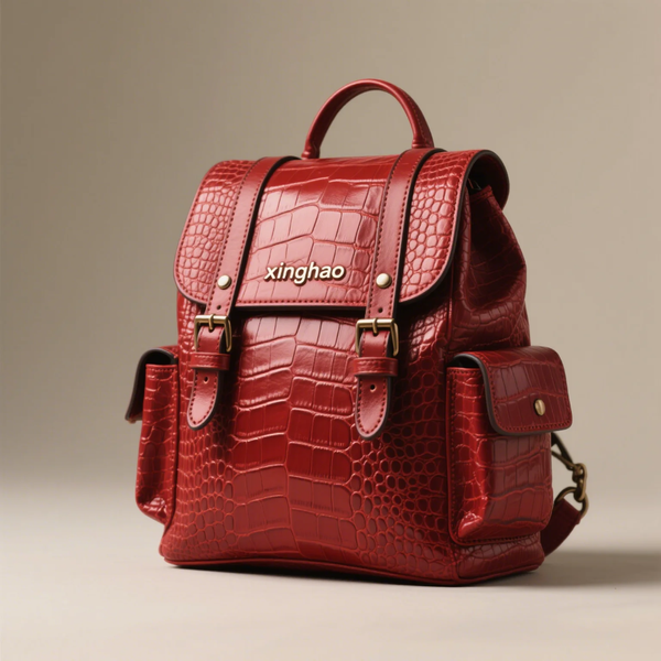 Sac à Dos en Cuir Rouge