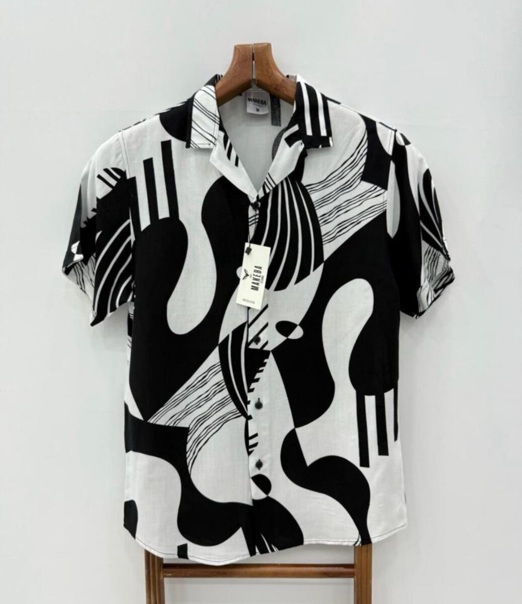 Chemise graphique noire et blanche