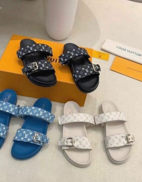LUIS VUITTON DENIM SLIDES