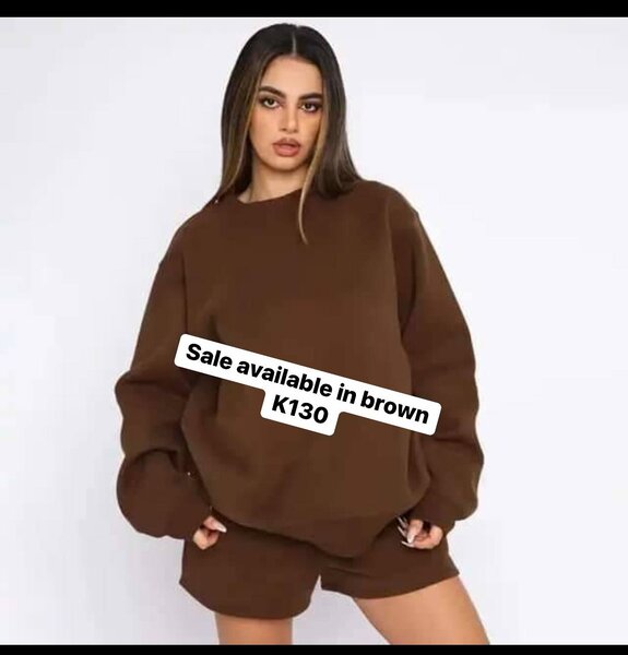 Brown hoodie+shorts suit