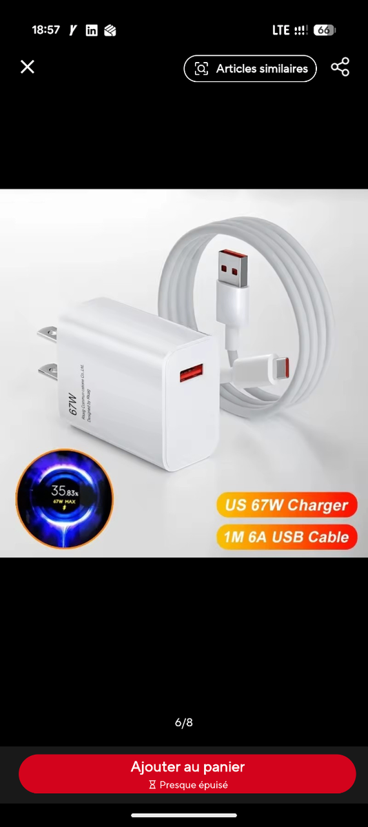 Chargeur rapide 67W Xiaomi
