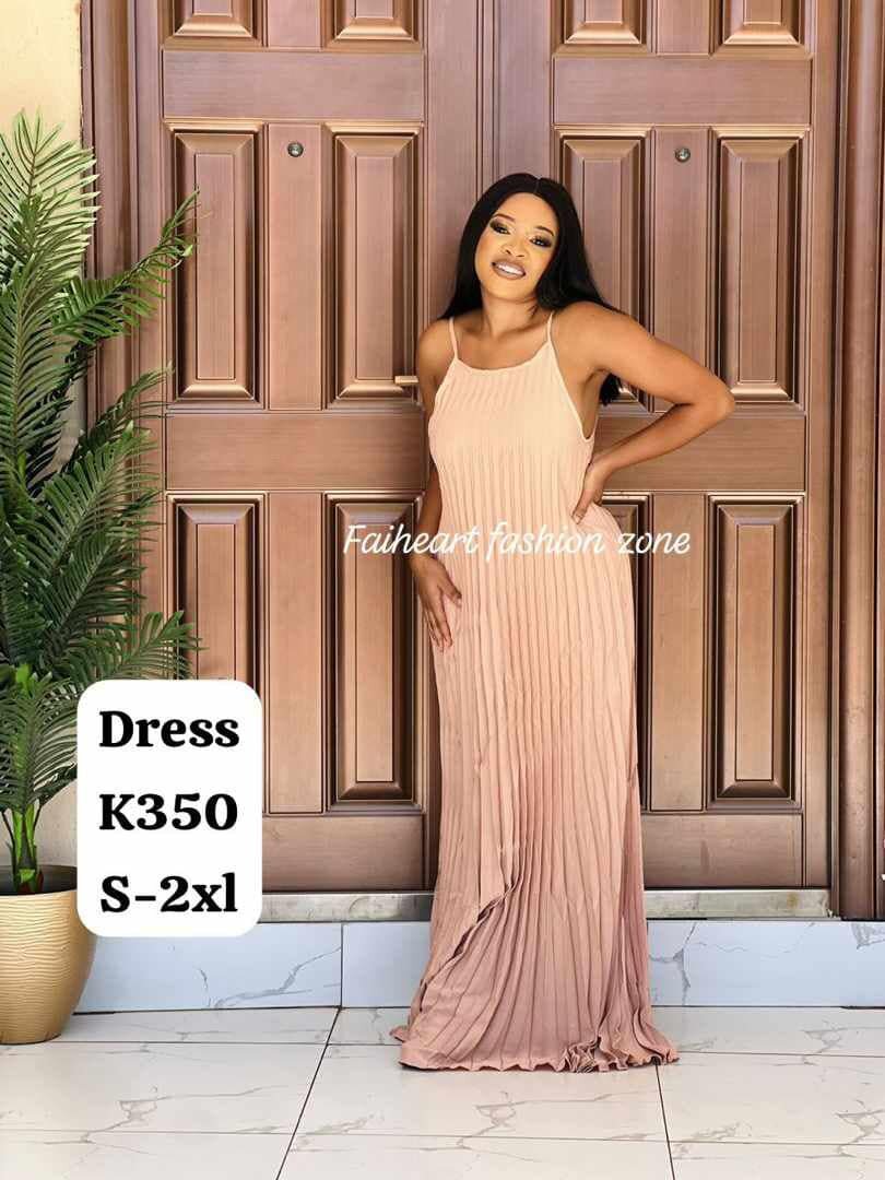 Long women's dress with peach-colored straps S-2xl