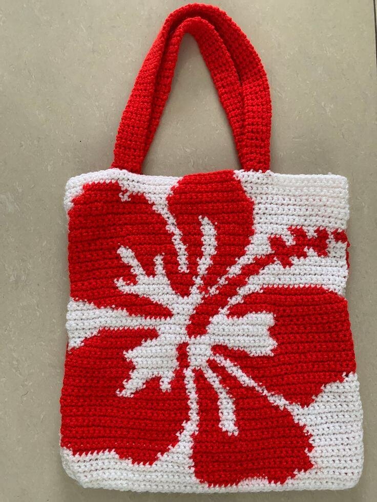 Sac à main crocheté floral