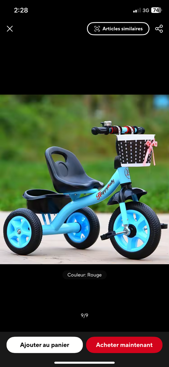 Tricycle Bébé avec Panier