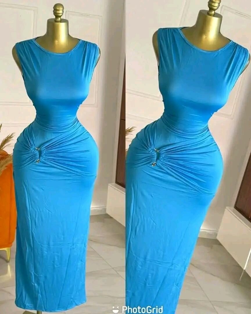 Robe Élastique Bleu Élégante