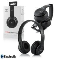 BLUETOOTH WIRELESS HEADPHONE P47,P47 Bluetooth Over Ear Foldable Headset with Microphone Stereo Earphones 3.5mm Audio Support FM Radio TF for PC TV Smart Phones & Tablets etc