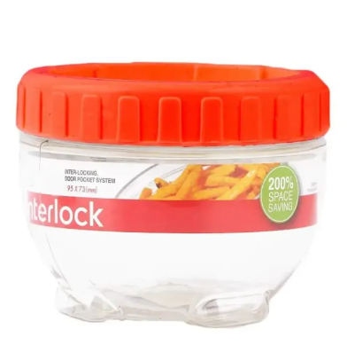 Pack of 4/8/12 Multipurpose Interlock Food Spices Sauce Storage Jars 300ml Refrigerator Container 3x3 inches