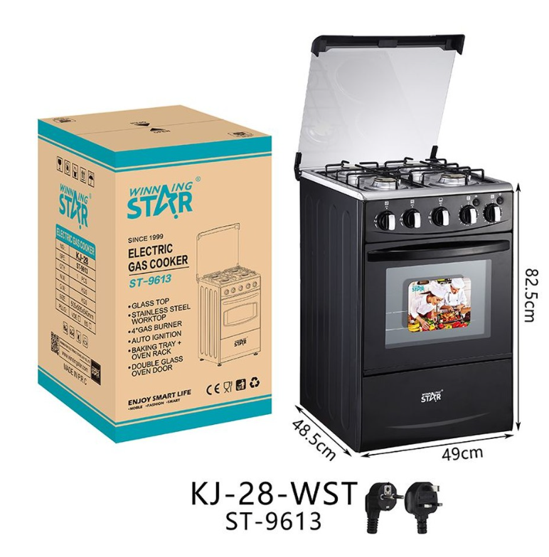 4 газовые горелки и электрическая духовка