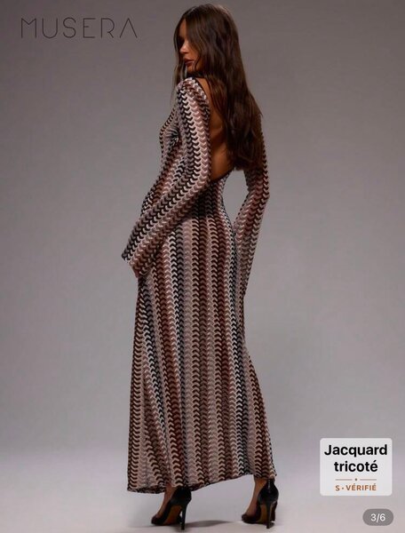 Robe Longue à Motif Jacquard