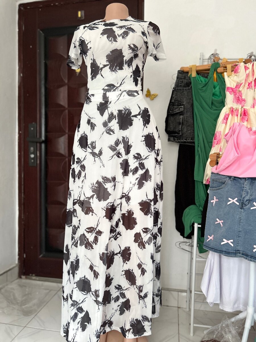 Zara mesh maxi skirt and top