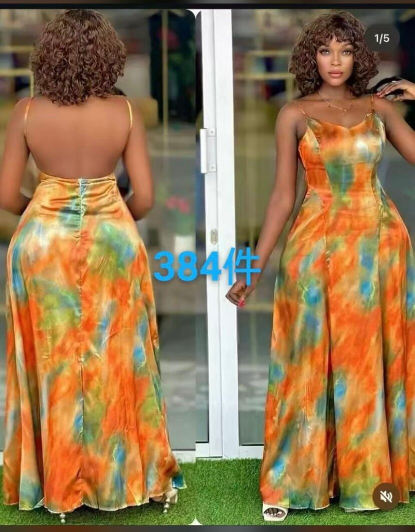 Robe longue élégante multicolore