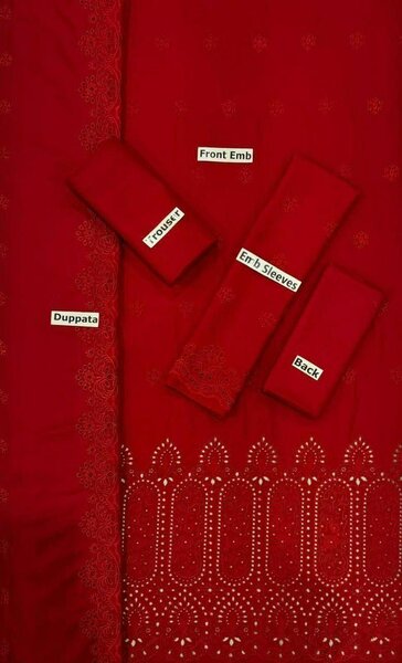 Bint e Naz Dhanak Unstich 3pc Embroided+Boring
