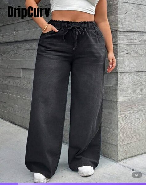 Pantalon large taille haute